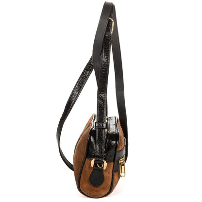 Gucci Mini Web Ophidia Crossbody Light Brown Black Suede Leather — view 4