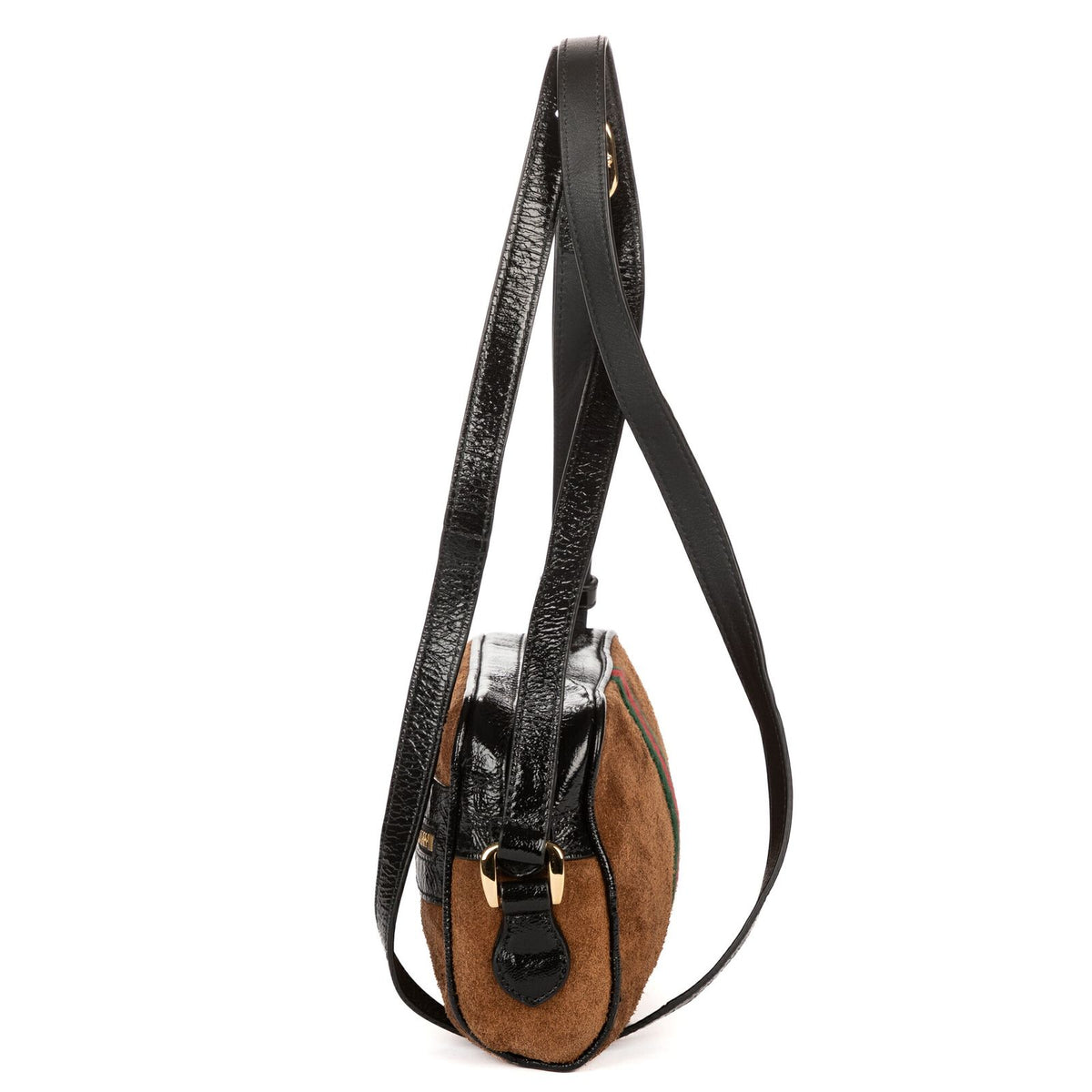 Gucci Mini Web Ophidia Crossbody Light Brown Black Suede Leather — view 3