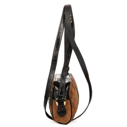 Gucci Mini Web Ophidia Crossbody Light Brown Black Suede Leather — view 3