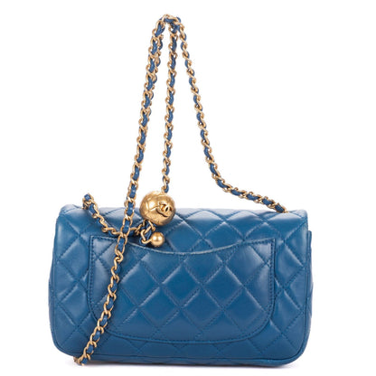 Chanel Maxi Single Flap Bag Blue Quilted Lambskin Leather — view 5