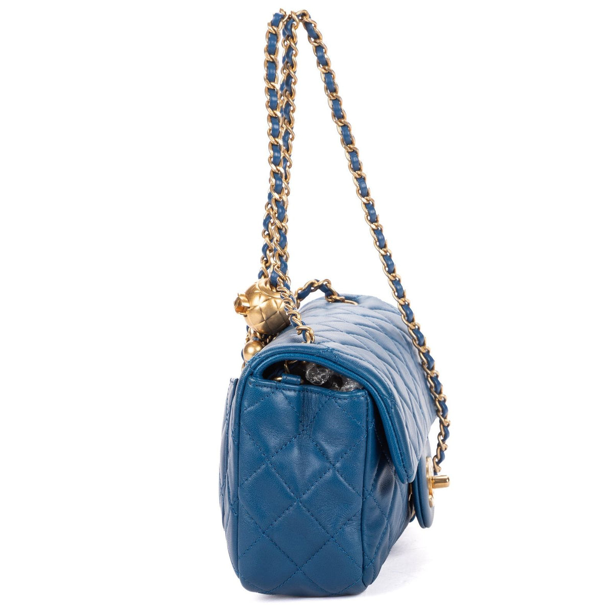 Chanel Maxi Single Flap Bag Blue Quilted Lambskin Leather — view 4