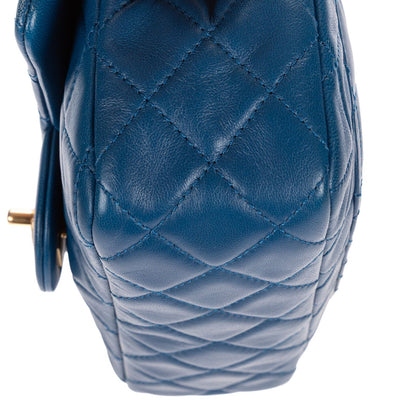 Chanel Maxi Single Flap Bag Blue Quilted Lambskin Leather — view 7