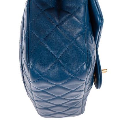 Chanel Maxi Single Flap Bag Blue Quilted Lambskin Leather — view 8