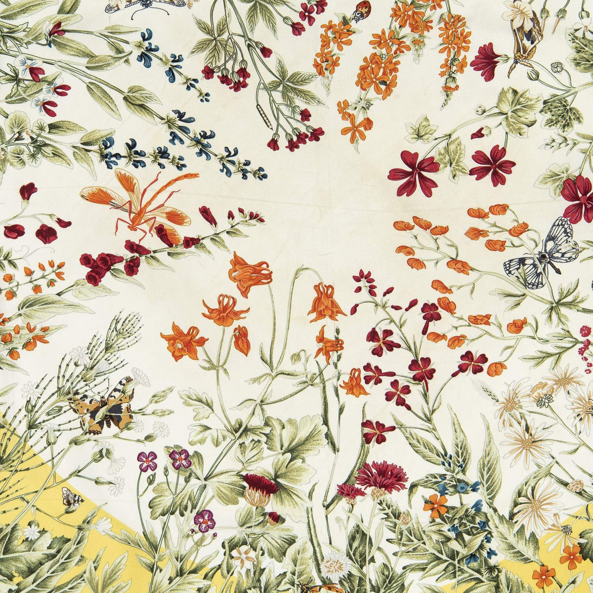 Hermes Scarf Yellow Ivory Green Twill Silk — view 3