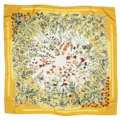 Hermes Scarf Yellow Ivory Green Twill Silk — view 2