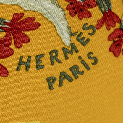 Hermes Scarf Yellow Ivory Green Twill Silk — view 4