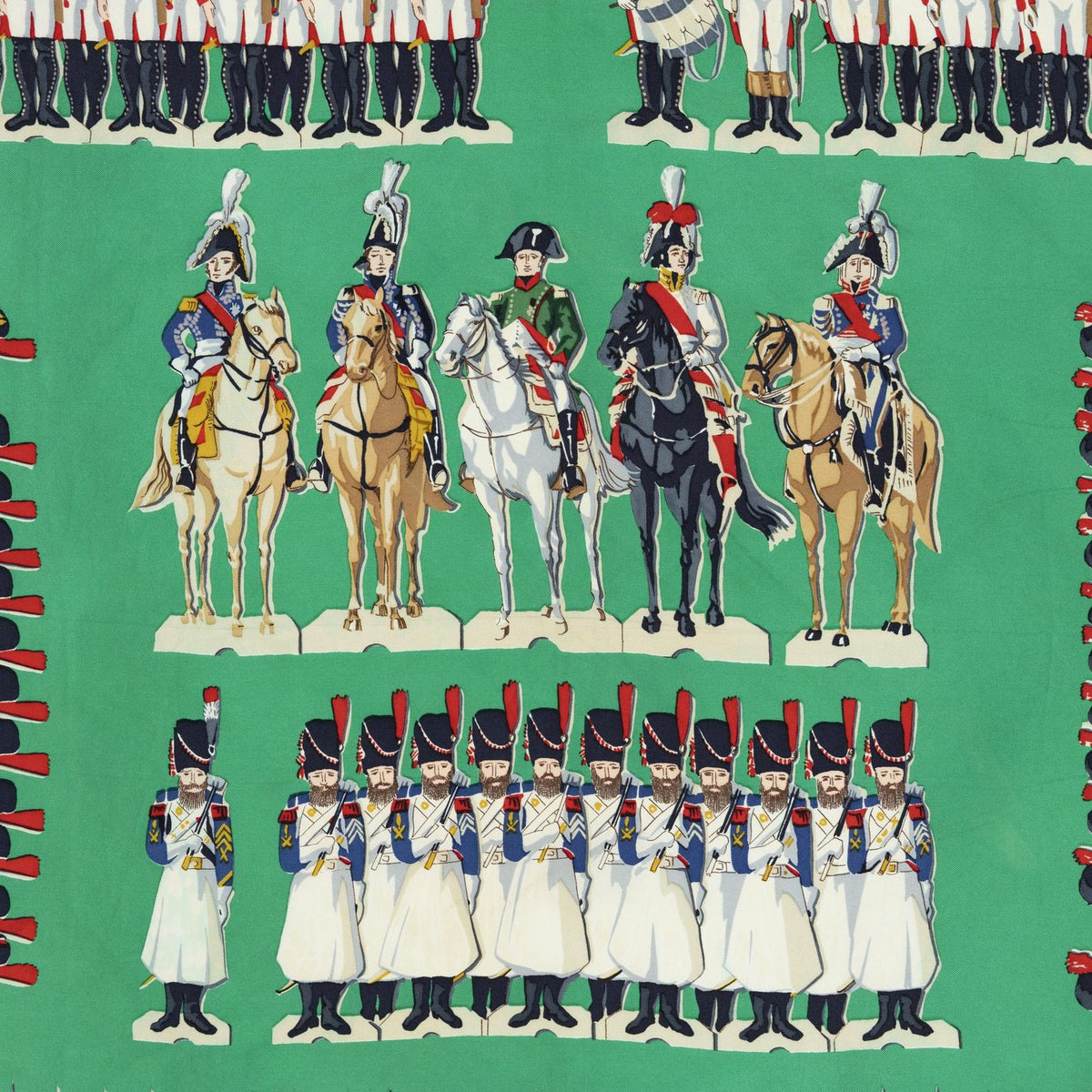 Hermes Scarf Blue Green Ivory Twill Silk — view 3