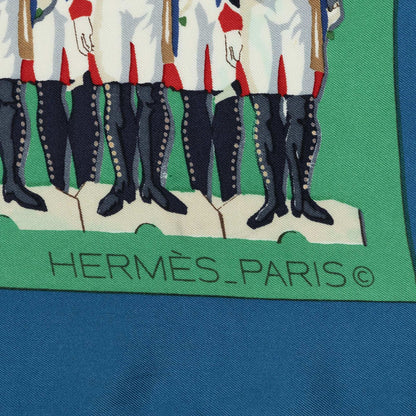 Hermes Scarf Blue Green Ivory Twill Silk — view 4