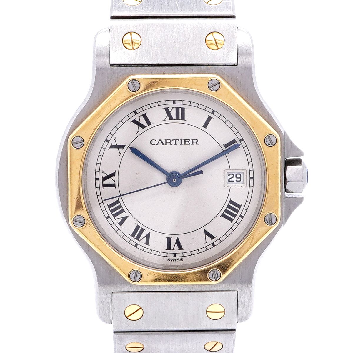 Cartier Santos Octagon LM Ivory Dial Watch Boys