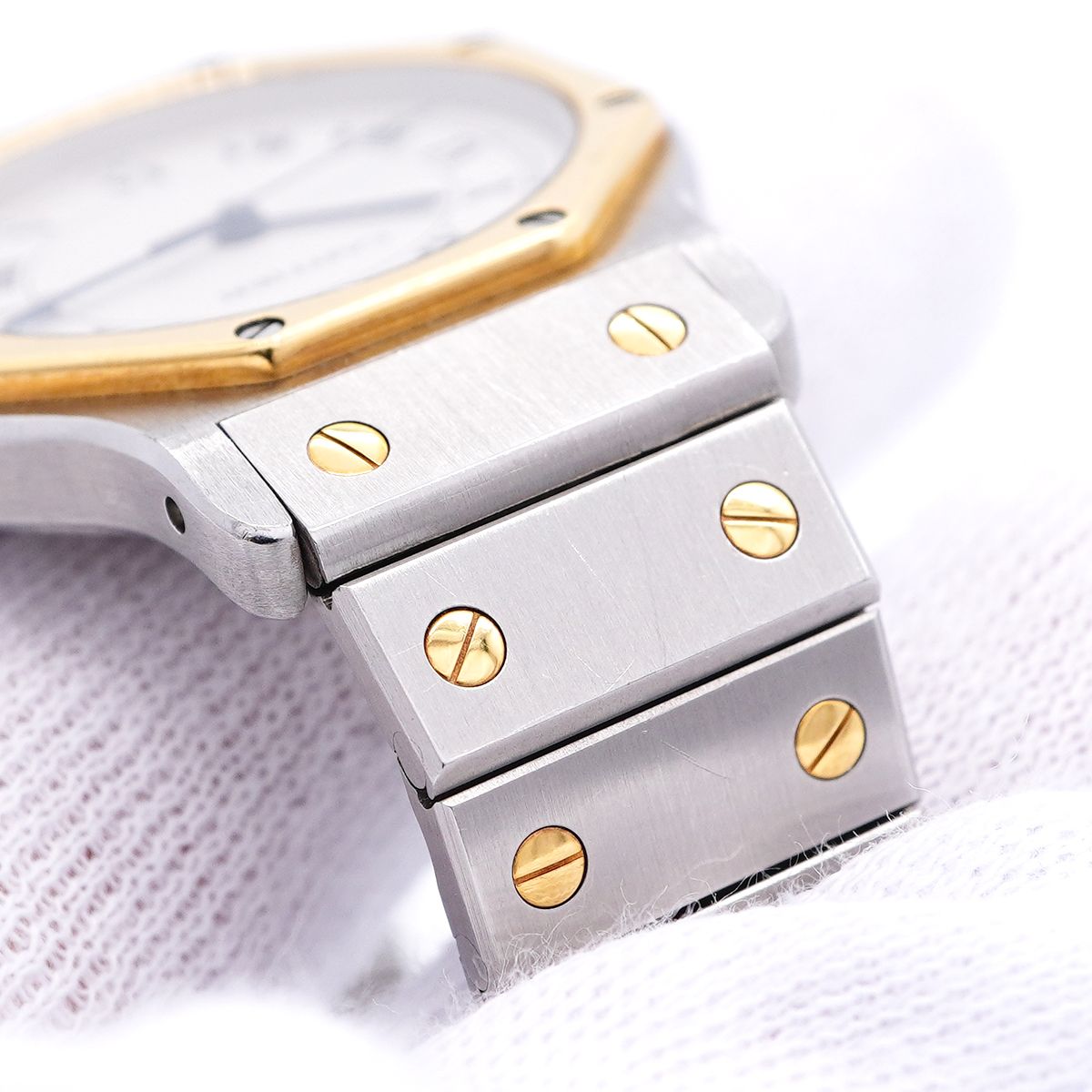 Cartier Santos Octagon LM Ivory Dial Watch Boys — view 8