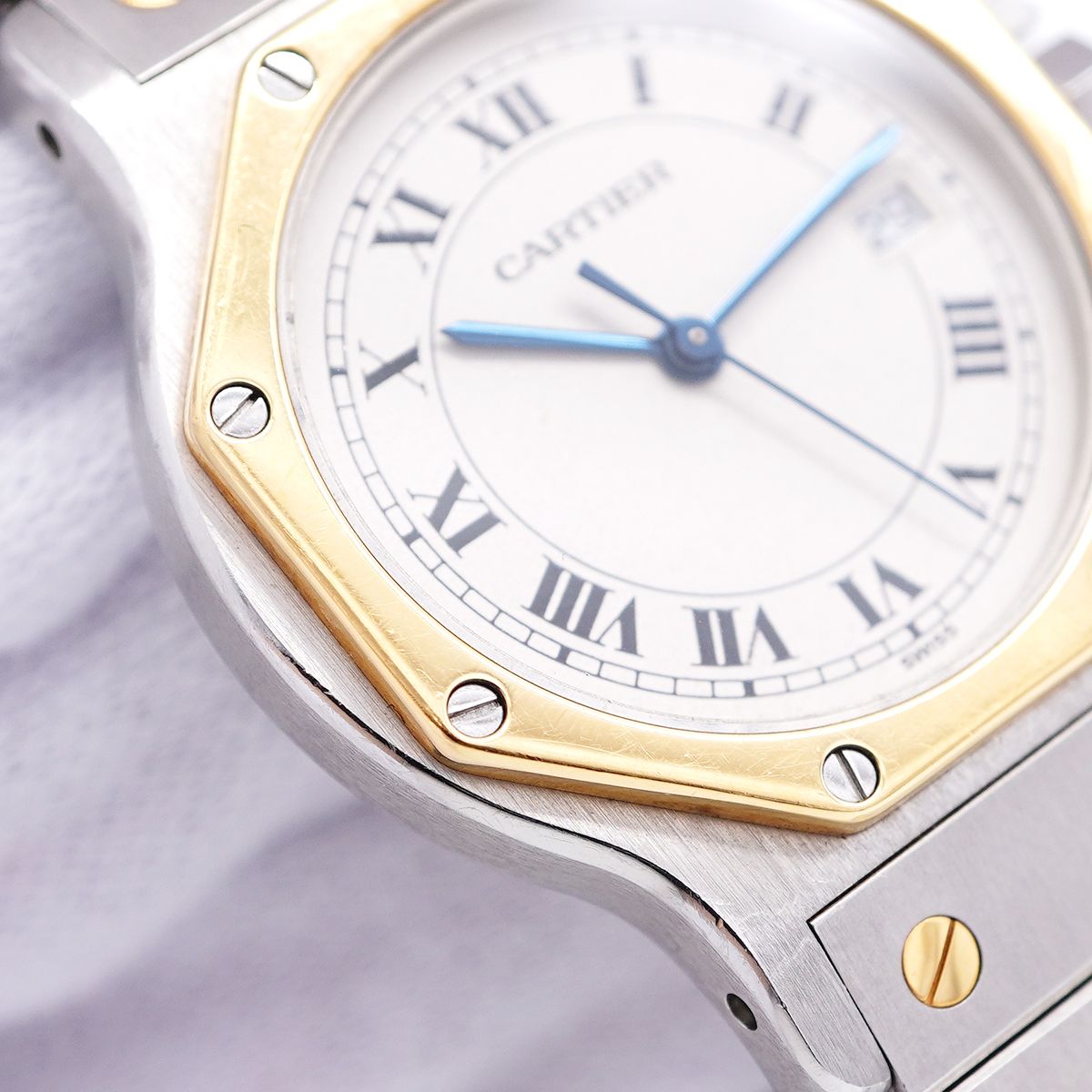 Cartier Santos Octagon LM Ivory Dial Watch Boys — view 7