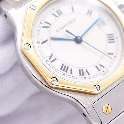 Cartier Santos Octagon LM Ivory Dial Watch Boys — view 7