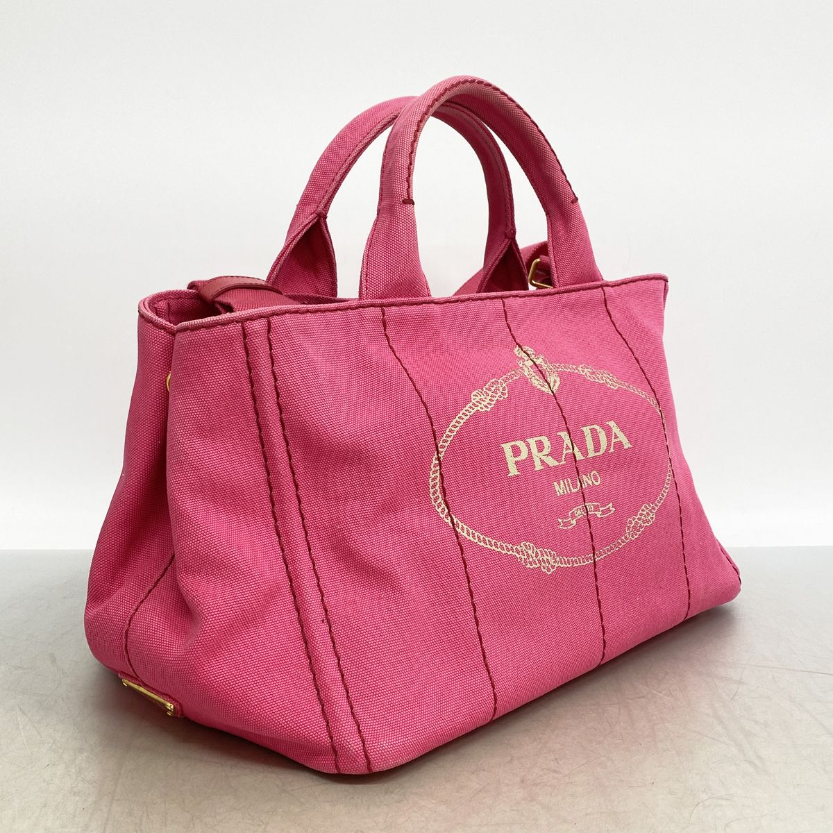 Prada Tote Bag Canapa Canvas Pink Gold 2-Way — view 2