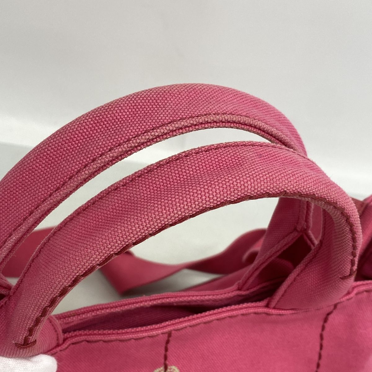 Prada Tote Bag Canapa Canvas Pink Gold 2-Way — view 8