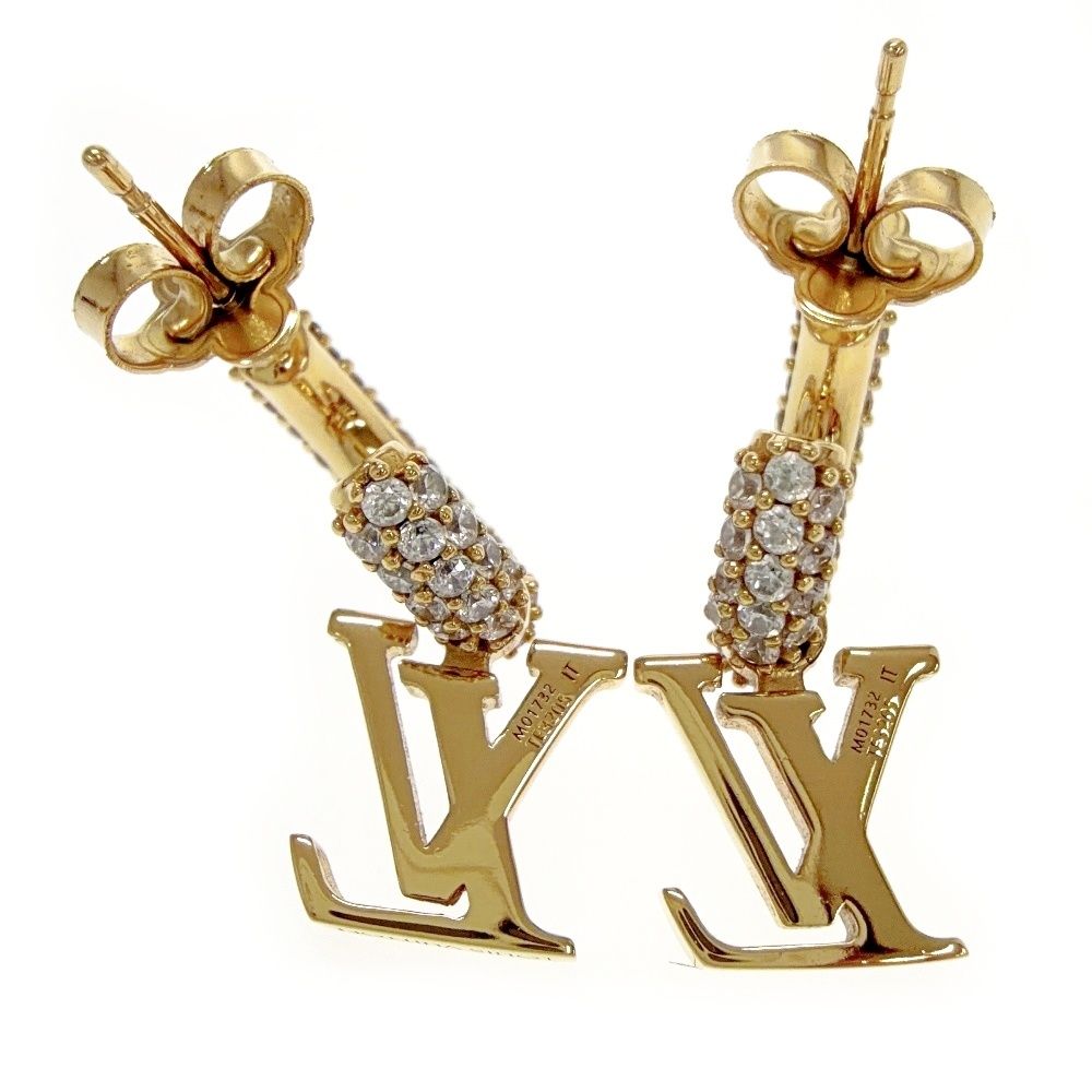 Louis Vuitton Rhinestone Earrings Hoop LV Iconic — view 4