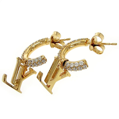 Louis Vuitton Rhinestone Earrings Hoop LV Iconic — view 5