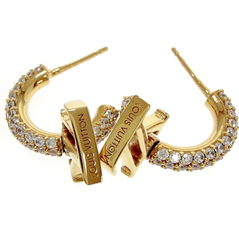Louis Vuitton Rhinestone Earrings Hoop LV Iconic — view 8