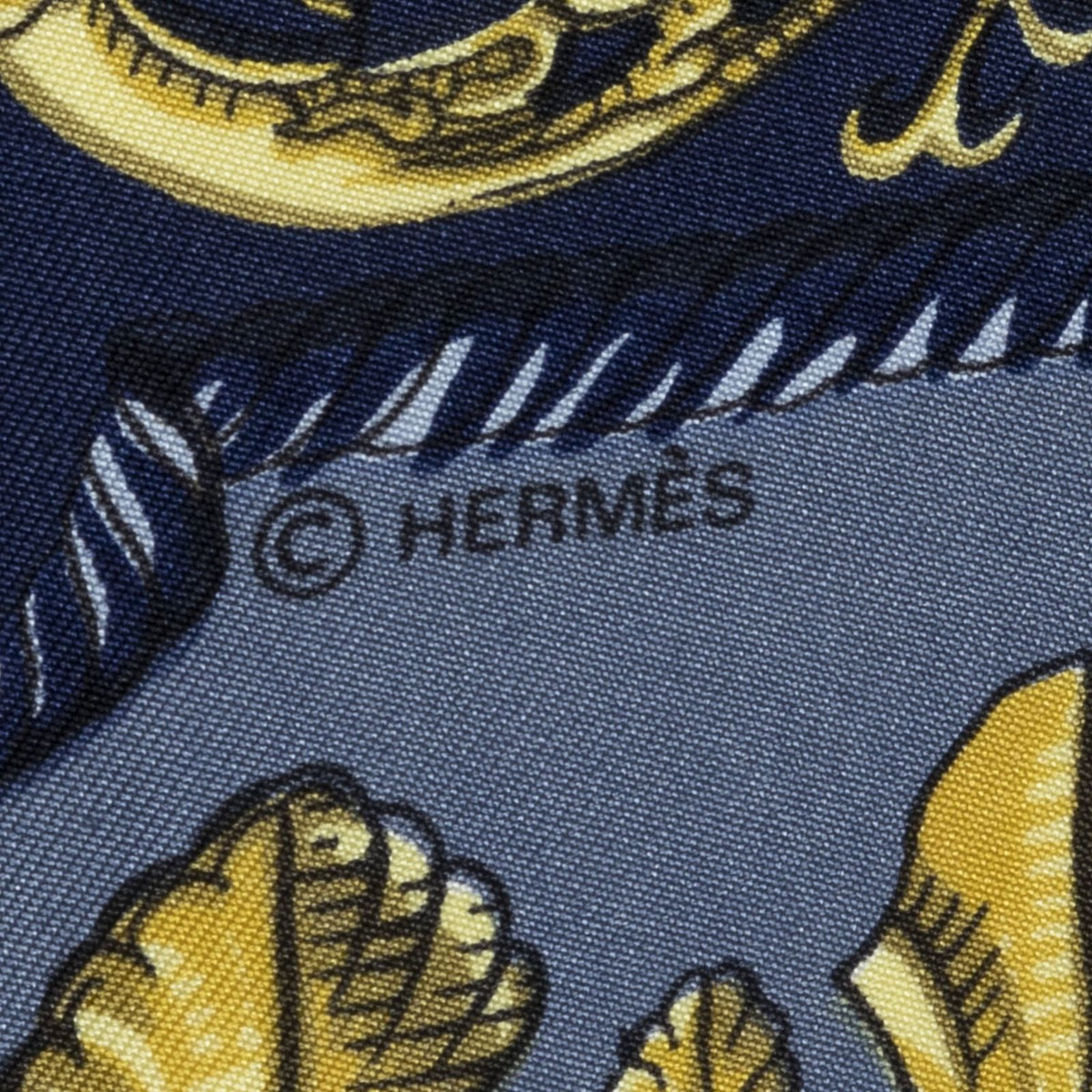 Hermes Scarf Navy Gold Ivory Twill Silk — view 4