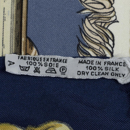 Hermes Scarf Navy Gold Ivory Twill Silk — view 5