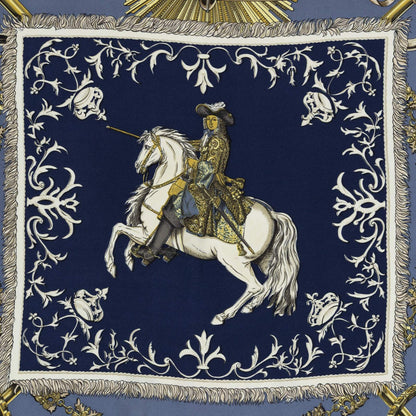 Hermes Scarf Navy Gold Ivory Twill Silk — view 3