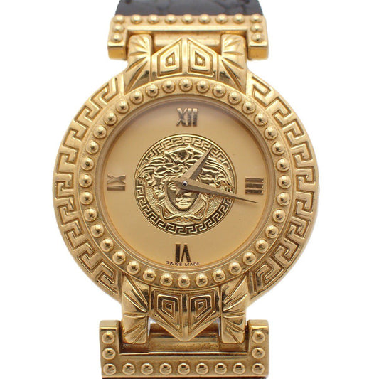 Versace Medusa 30 Case Quartz Watch Gold Leather Strap
