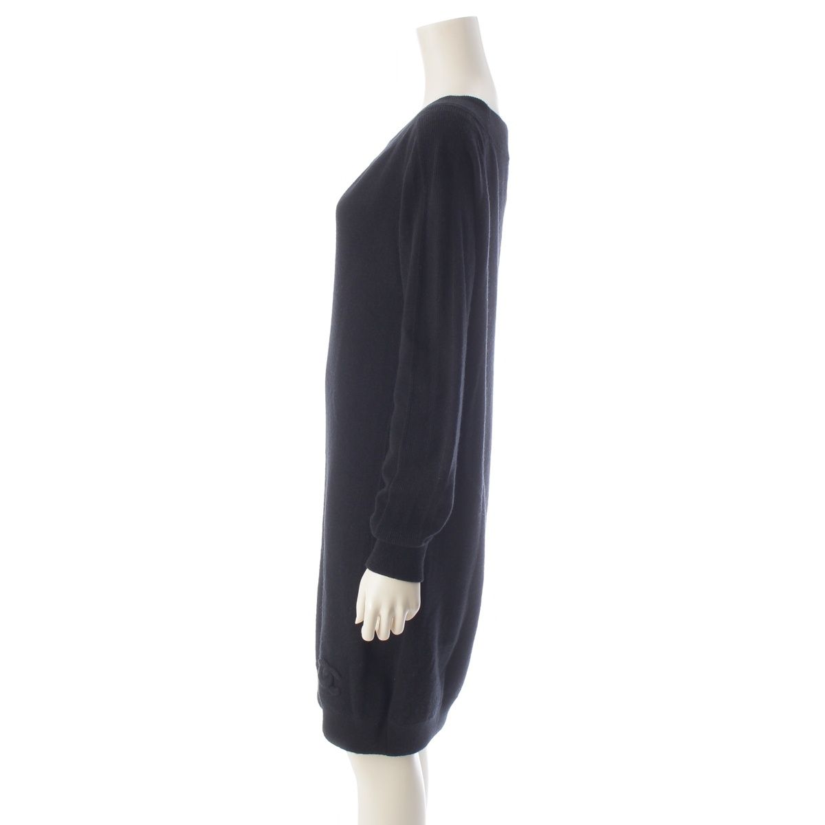 Chanel Cashmere CC Logo Knit Dress Black 38 — view 3