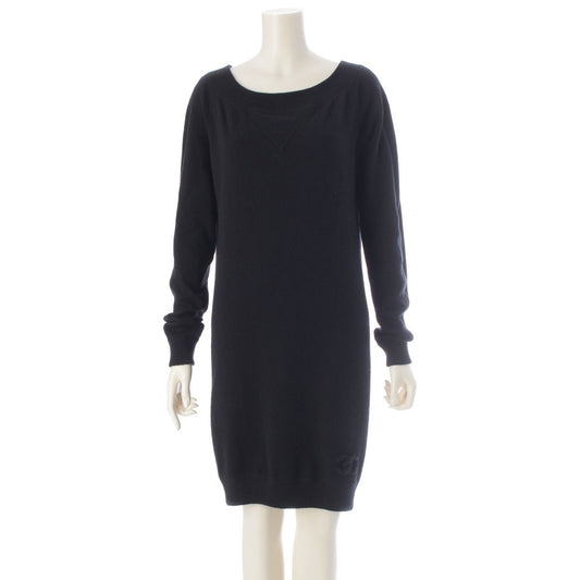 Chanel Cashmere CC Logo Knit Dress Black 38