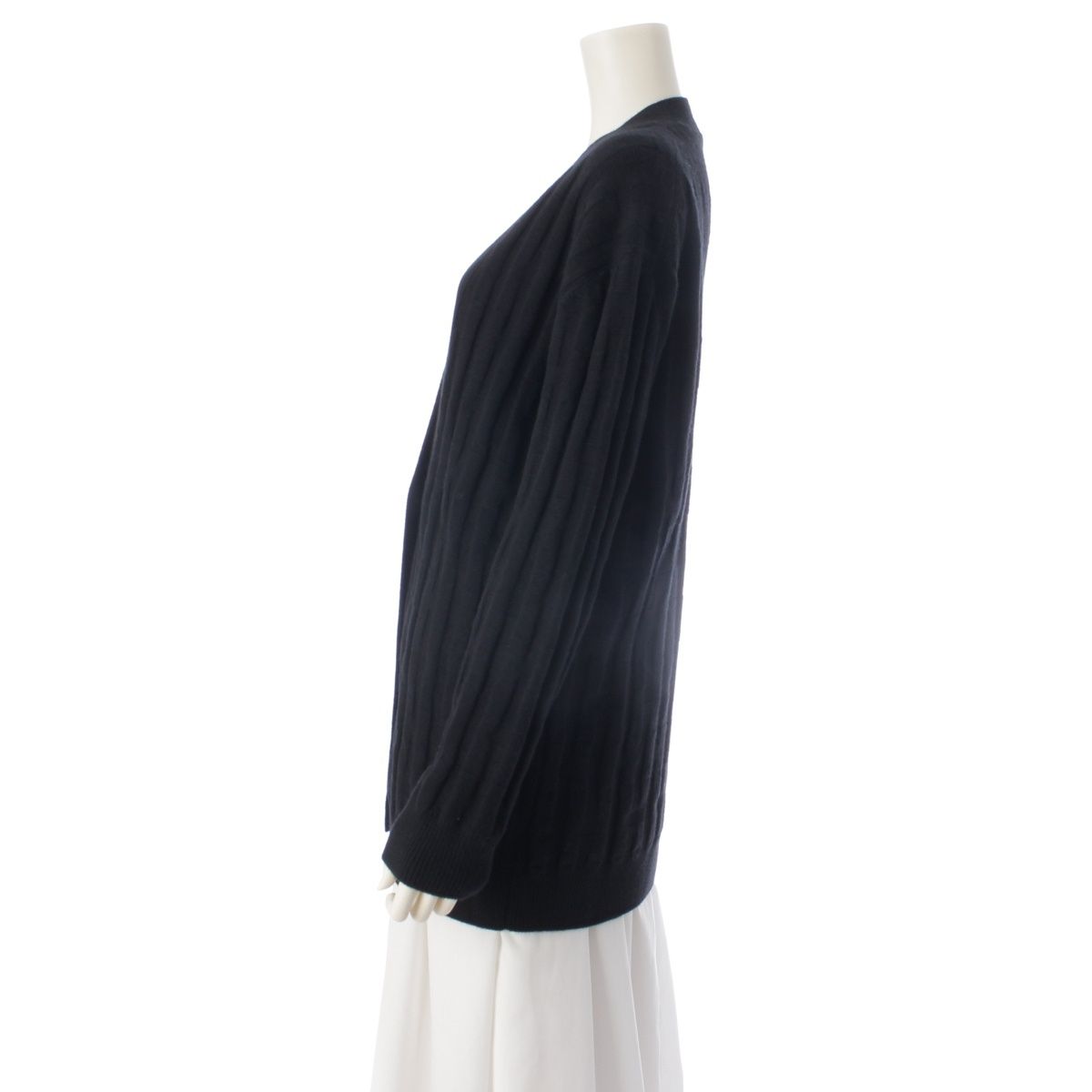 Hermes Voyage Wool Sellier Buttons Long Cardigan Knit Top Black 36 — view 3