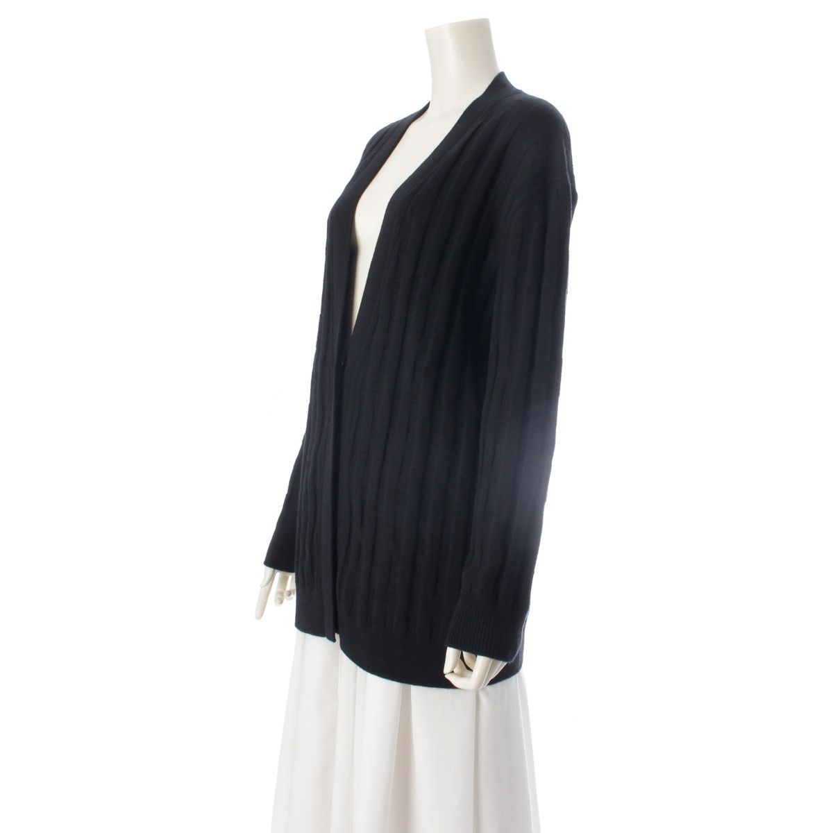Hermes Voyage Wool Sellier Buttons Long Cardigan Knit Top Black 36 — view 2