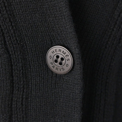 Hermes Voyage Wool Sellier Buttons Long Cardigan Knit Top Black 36 — view 8