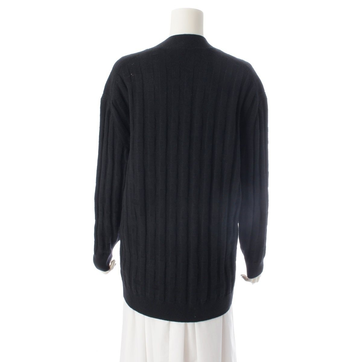 Hermes Voyage Wool Sellier Buttons Long Cardigan Knit Top Black 36 — view 4