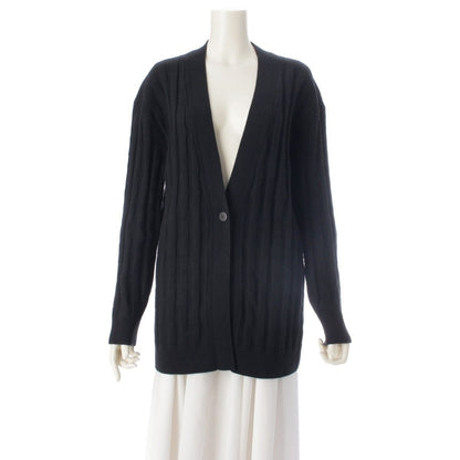 Hermes Voyage Wool Sellier Buttons Long Cardigan Knit Top Black 36