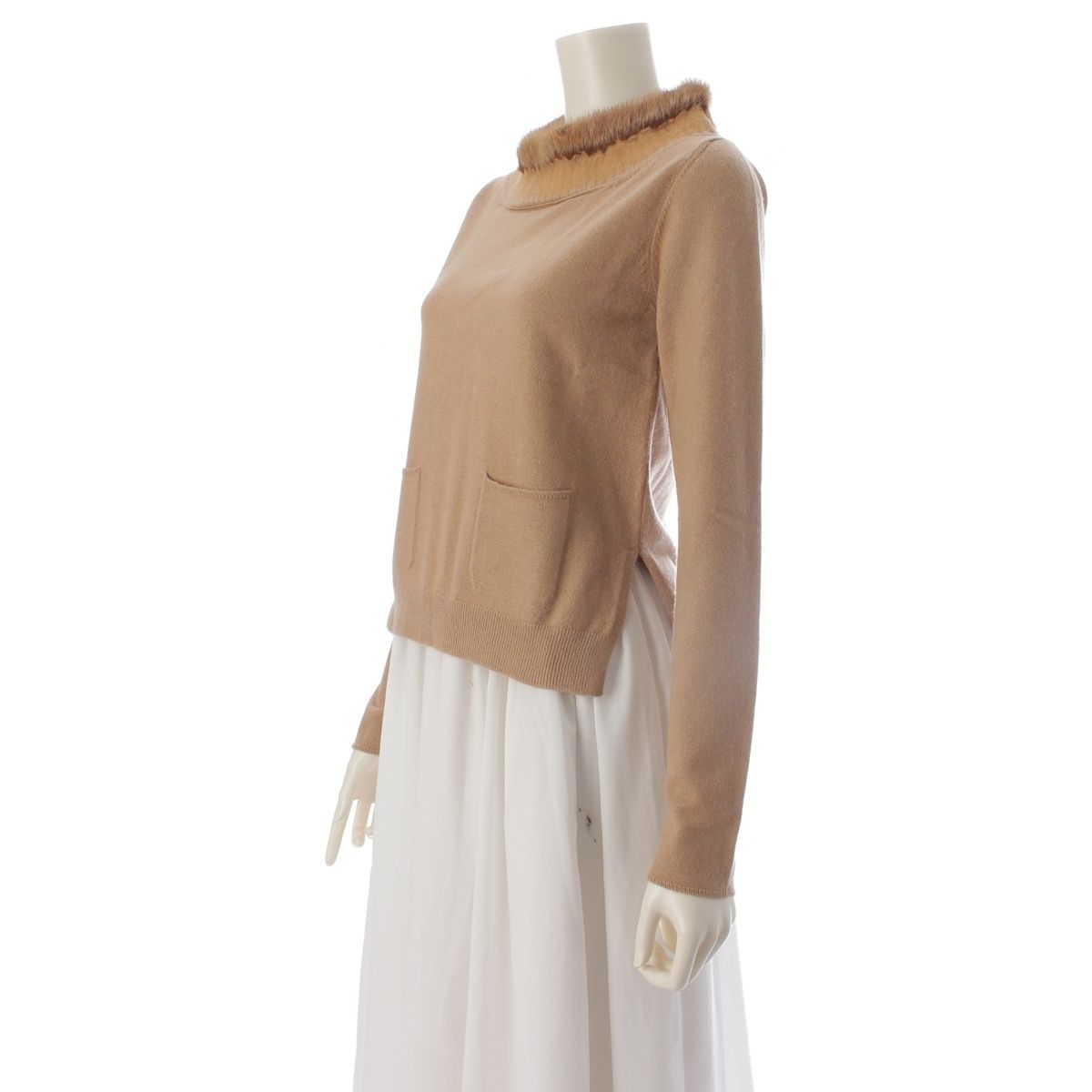 Prada Cashmere Mink Crew Neck Sweater Knit Top Beige 38 — view 2