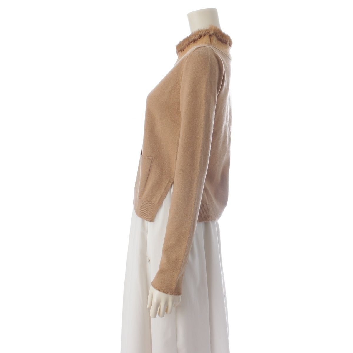 Prada Cashmere Mink Crew Neck Sweater Knit Top Beige 38 — view 3