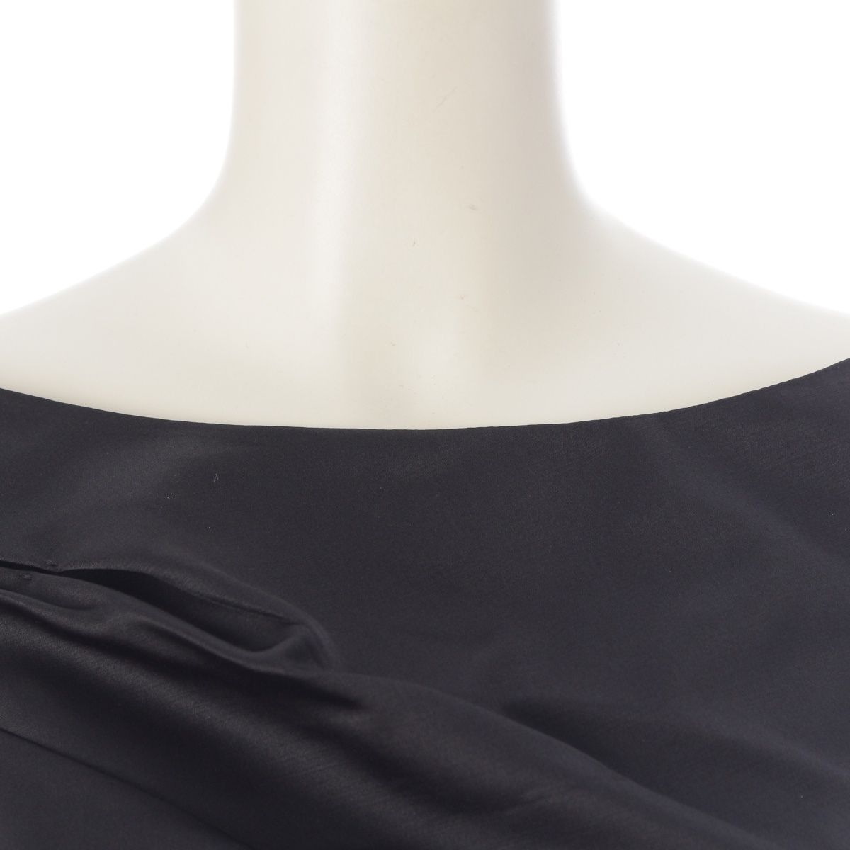 Prada Wool Silk Gathered Boat Neck Sleeveless Dress Black 38 — view 5