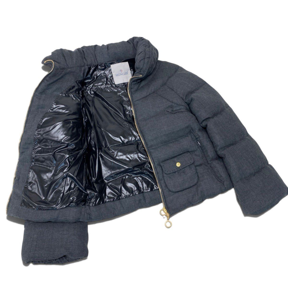 Moncler Down Jacket Briancon Short Length Gray Wool 00 — view 6