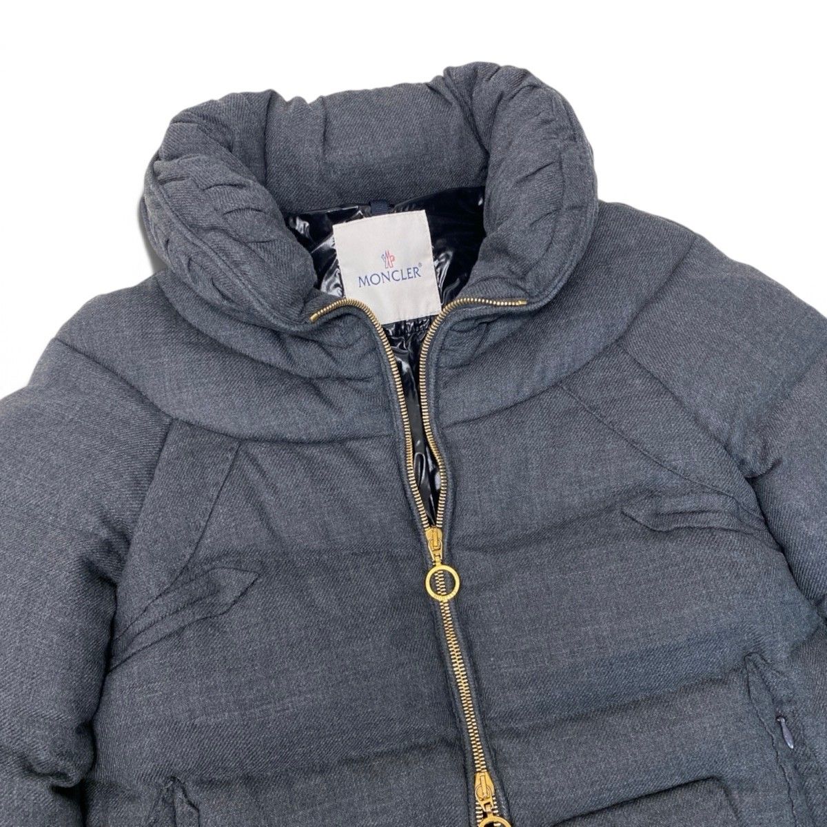 Moncler Down Jacket Briancon Short Length Gray Wool 00 — view 4