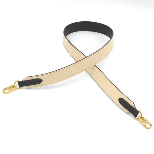 Louis Vuitton Leather Shoulder Strap Length 101 Bicolor Black Cream White Color