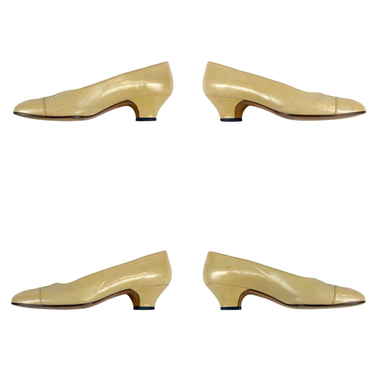 Chanel Coco Low Heeled Pumps CC Logo Beige Heels — view 6