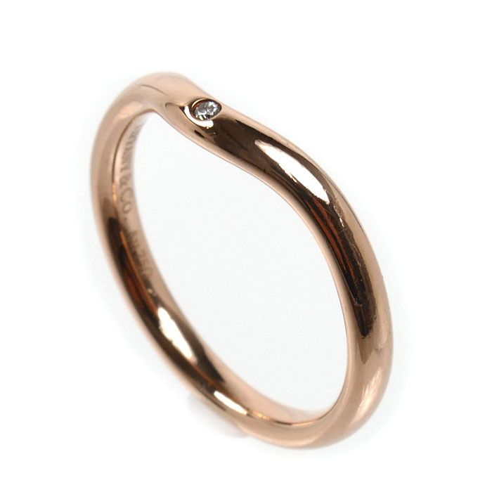 Tiffany & Co 18k Pink Gold Curved Band Diamond Ring — view 2
