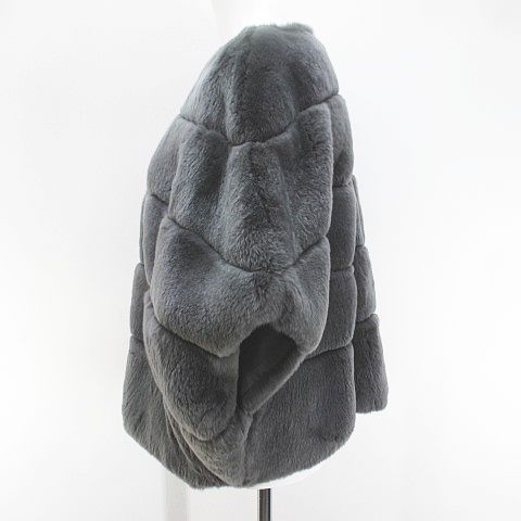 Max Mara Weekend Line Rabbit Fur Jacket Half Sleeve Fur Vest Gray Zip 36 — view 4