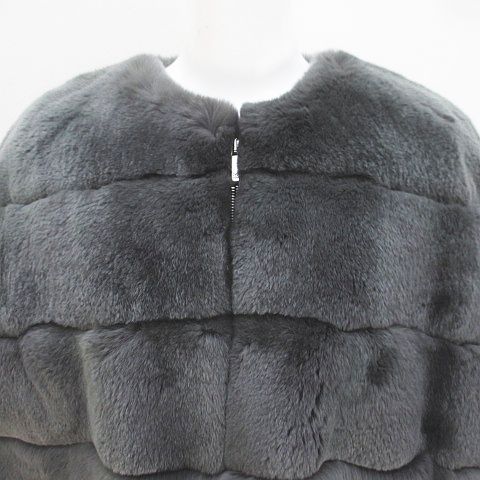 Max Mara Weekend Line Rabbit Fur Jacket Half Sleeve Fur Vest Gray Zip 36 — view 5