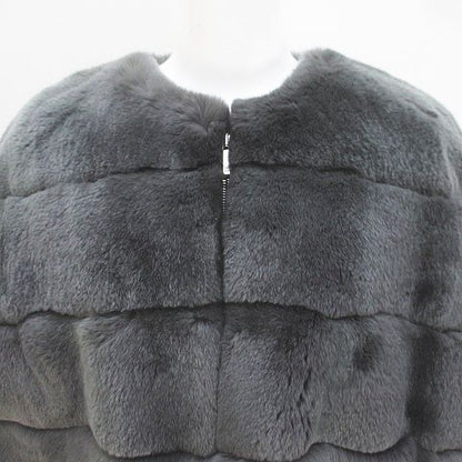 Max Mara Weekend Line Rabbit Fur Jacket Half Sleeve Fur Vest Gray Zip 36 — view 5