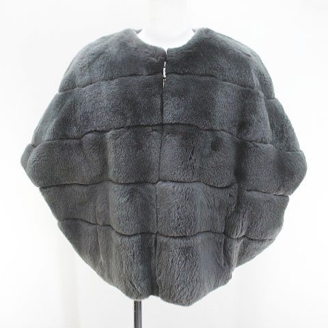 Max Mara Weekend Line Rabbit Fur Jacket Half Sleeve Fur Vest Gray Zip 36