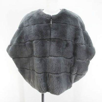 Max Mara Weekend Line Rabbit Fur Jacket Half Sleeve Fur Vest Gray Zip 36