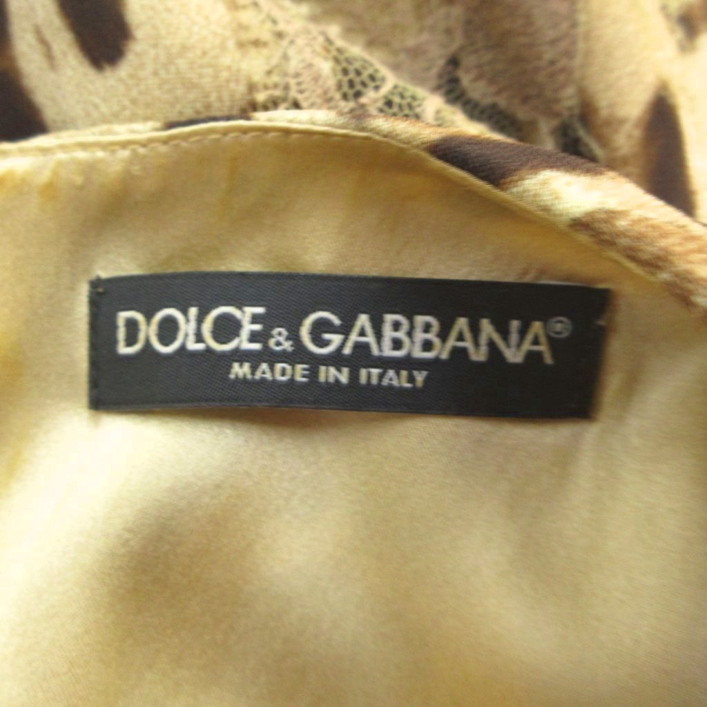 Dolce & Gabbana Dress Gold Colored Leopard Print Square Neck Sleeveless 36 — view 7