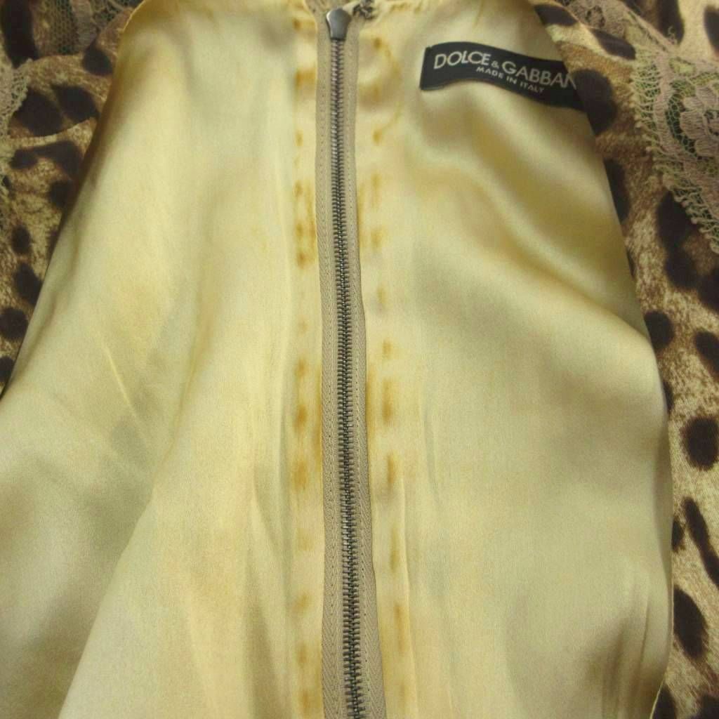 Dolce & Gabbana Dress Gold Colored Leopard Print Square Neck Sleeveless 36 — view 6
