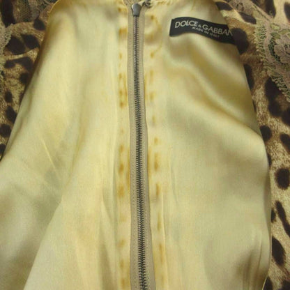 Dolce & Gabbana Dress Gold Colored Leopard Print Square Neck Sleeveless 36 — view 6