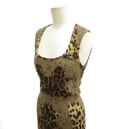 Dolce & Gabbana Dress Gold Colored Leopard Print Square Neck Sleeveless 36 — view 2
