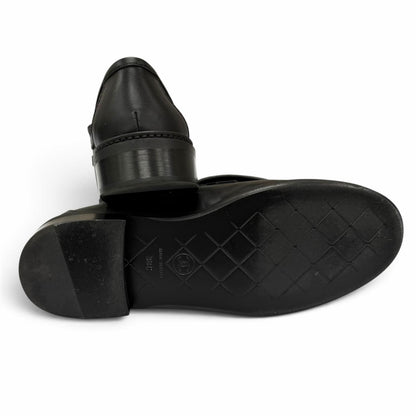 Chanel Quilted CC Logo Turnlock Leather Loafers Black Gold — view 7